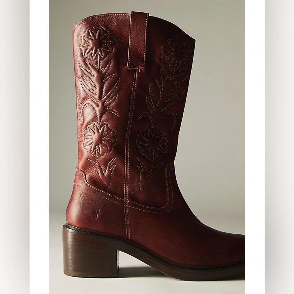 Free People x FRYE Kate Deco Stich Boots, Brown, NWOT, size 8B - Picture 3 of 9